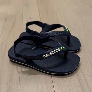 Havaianas Toddler Blue Flip Flops with Yellow Accents sz 8